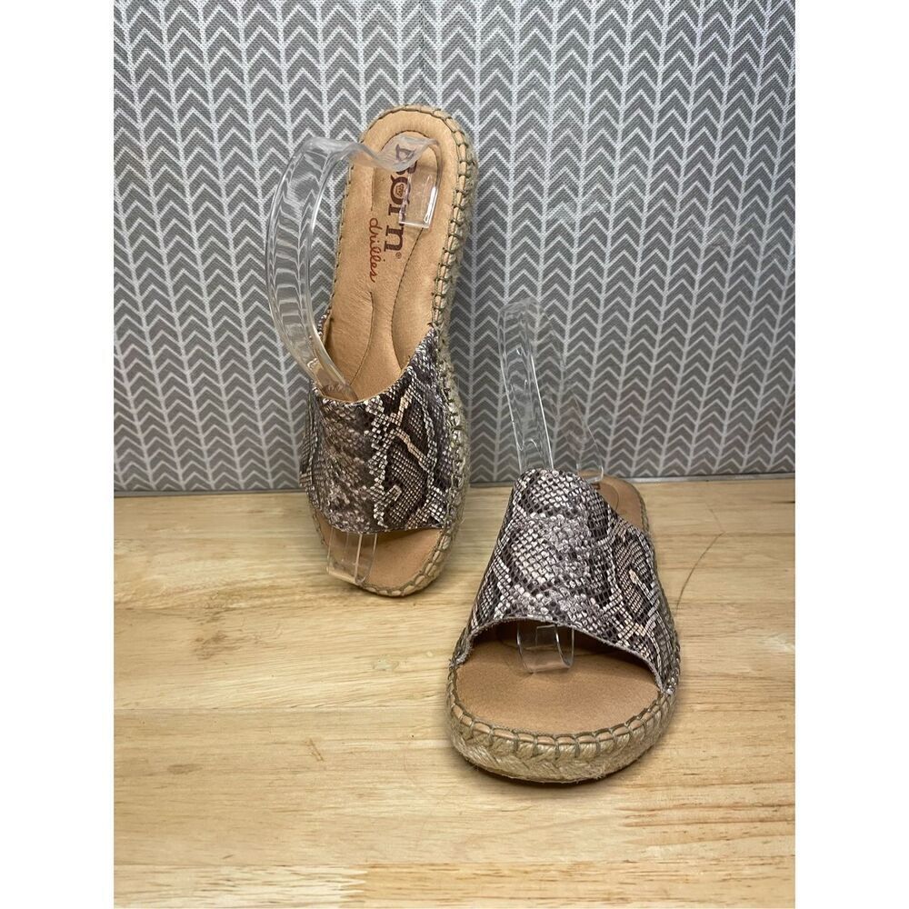 ✅Born Snake Print Leather Slide Sandals